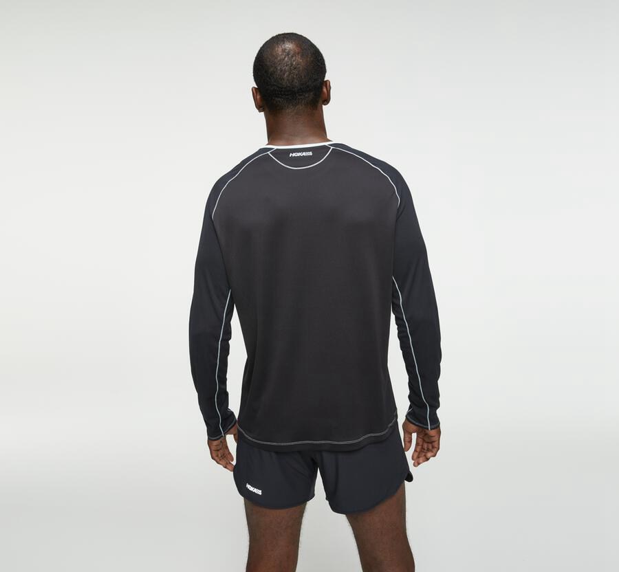 Hoka One One Mens Tops - Performance Long Sleeve - Blue/Black - CNGF84176